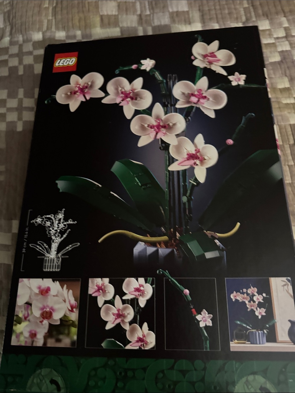 Lego Pink and White Orchid Wall Art with Green Leaves
